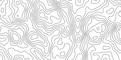 Black and White Contour Lines. Topographic Terrain Vector Background