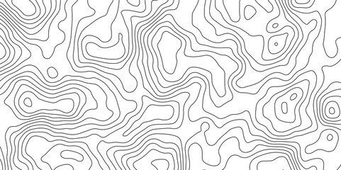 Obraz premium Black and White Contour Lines. Topographic Terrain Vector Background