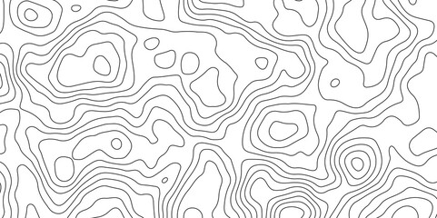 Fototapeta premium Black and White Contour Lines. Topographic Terrain Vector Background