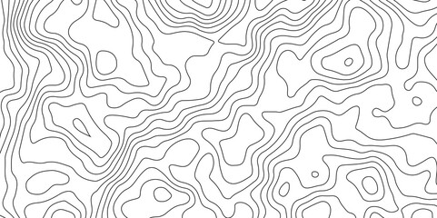 Black and White Contour Lines. Topographic Terrain Vector Background