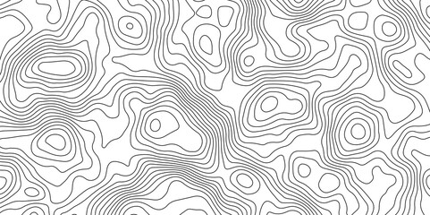 Black and White Contour Lines. Topographic Terrain Vector Background