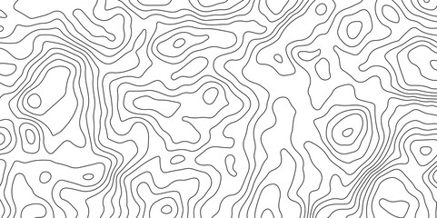 Black and White Contour Lines. Topographic Terrain Vector Background