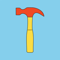 Red and yellow claw hammer illustration