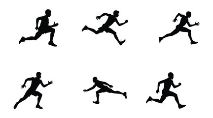 Runner Silhouettes: Dynamic Sprinting and Running Poses