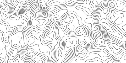 Obraz premium Black and White Contour Lines. Topographic Terrain Vector Background