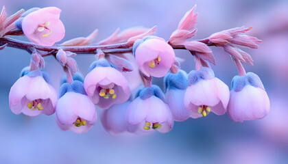 Delicate cluster of pastel pink and purple flowers