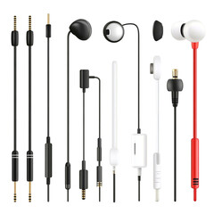 Naklejka premium Variety of Earphone and Microphone Connectors Amazing Audio Accessories