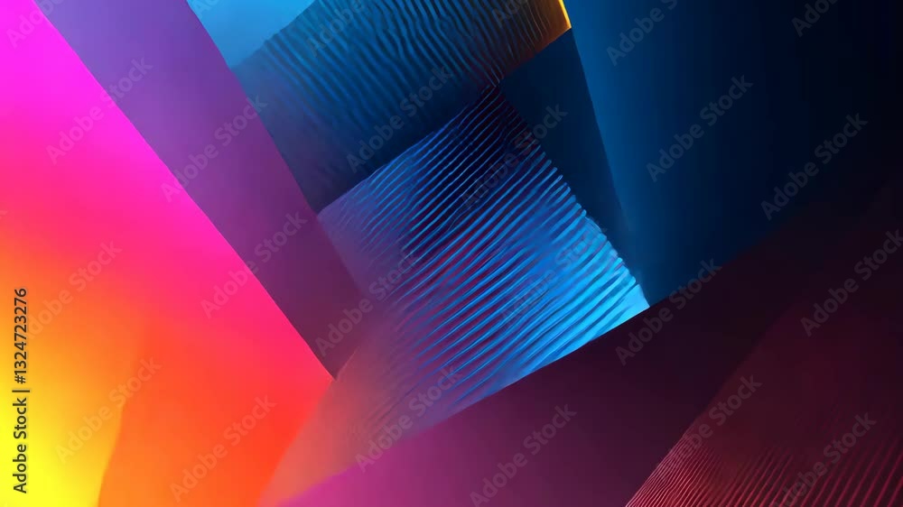 Poster vibrant geometric patterns transition with dynamic neon abstract light effects