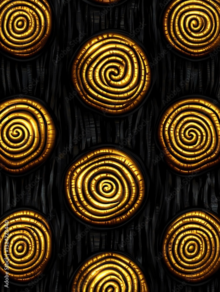 Poster radiant spirals: a captivating repetitive pattern with circular motifs
