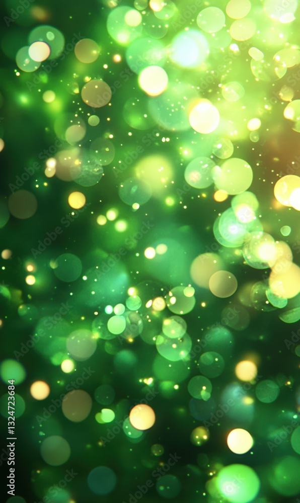 Poster Green bokeh background creating stunning visual effect with defocused light