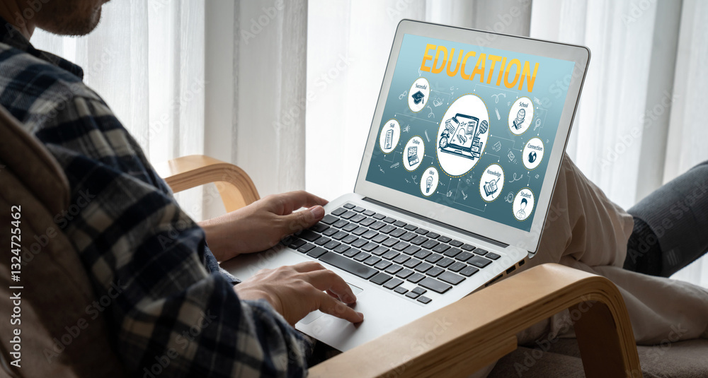 Poster e-learning website with sofware for student to study online on the internet network snugly