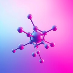 abstract molecular structure, pink and blue gradient, bonds