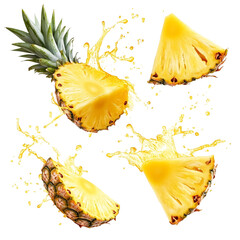 Juicy pineapple slices splashing refreshing tropical delight