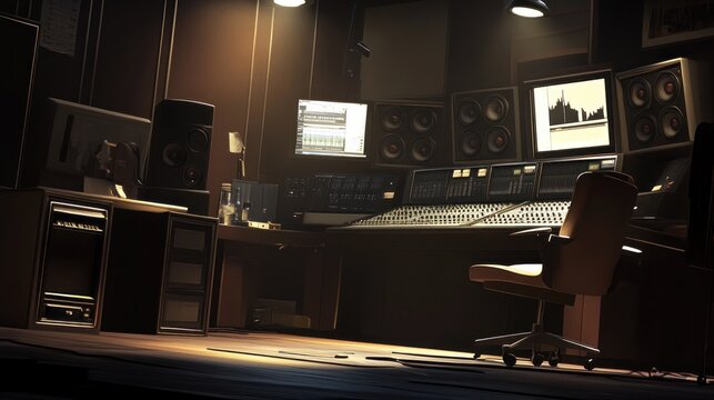 Dark Recording Studio Interior