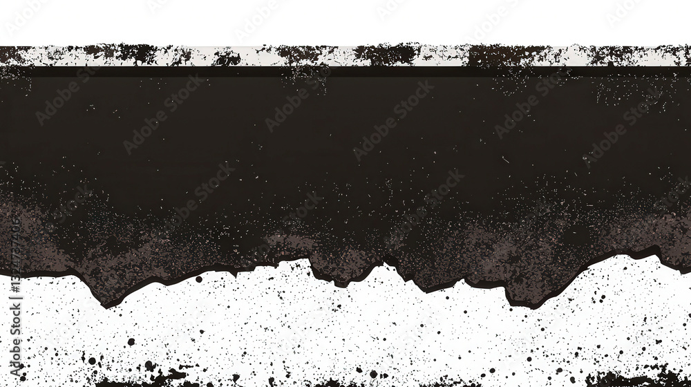 Poster The artwork features a dynamic interplay of black and white, where splashes create a textured look, emphasizing the contrast and depth of the composition