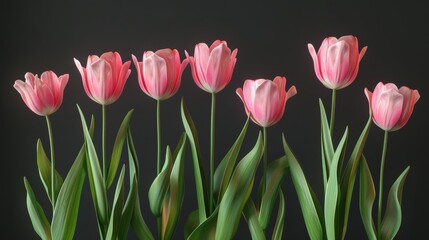 Fototapeta premium Beautiful Collection of Fresh Natural Pink Tulip Flowers in a Bouquet Arrangement