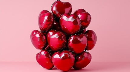 Red Heart Balloons for Pink Background.