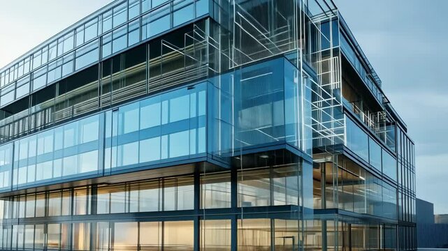 Modern glass architecture and urban engineering showcasing reflective surfaces and structural design