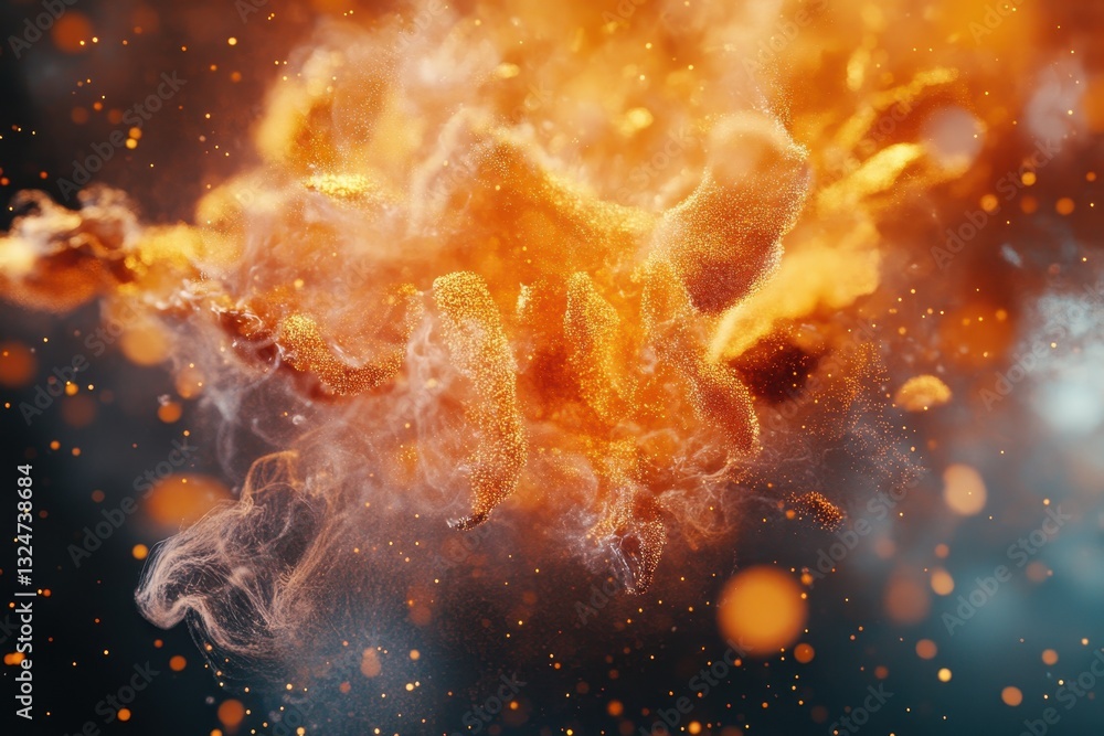 Aufkleber unique particle burst background showcasing advanced cgi effects in vivid orange and gray tones, 4k 