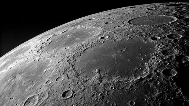 宇宙に浮かぶ、クレーター月の質感
