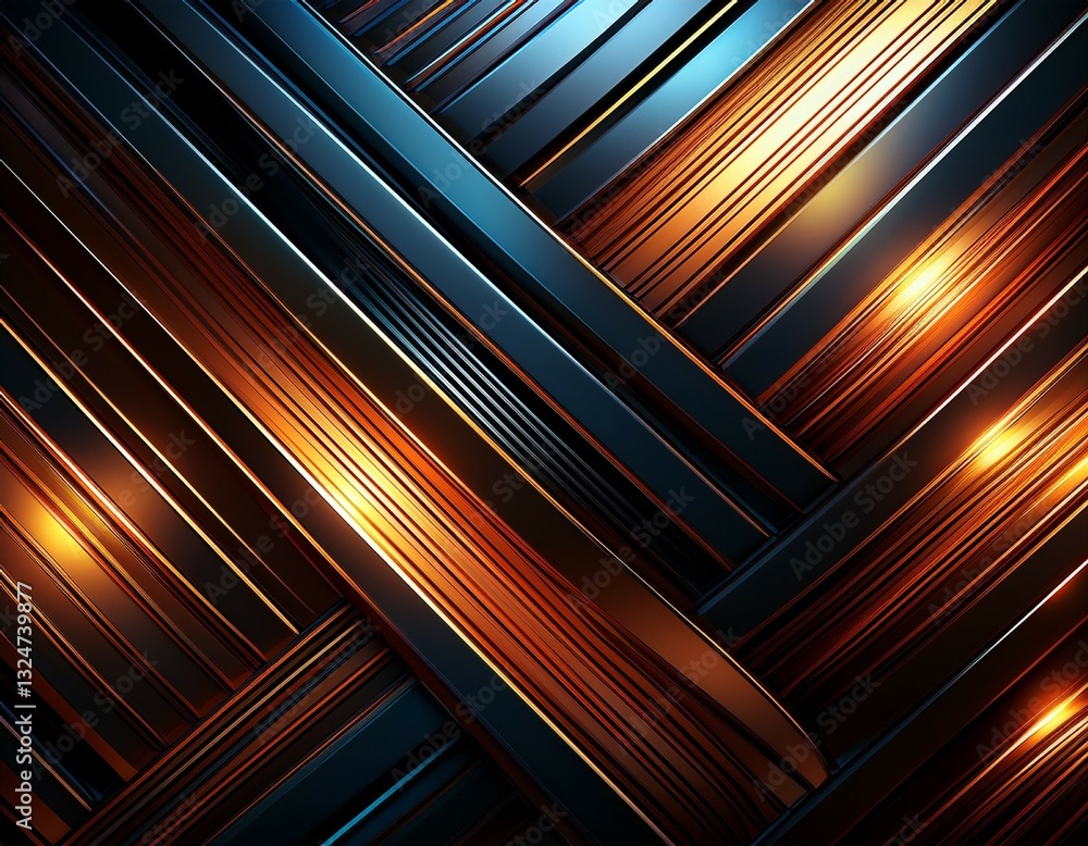 Poster sleek metallic lines create mesmerizing pattern with glowing accents evoking sense of depth and mode