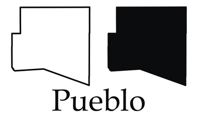 Fototapeta premium Pueblo city map with black border outline vector