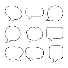 hand drawn speech bubble set. talk bubble vector, cloud speech line art style