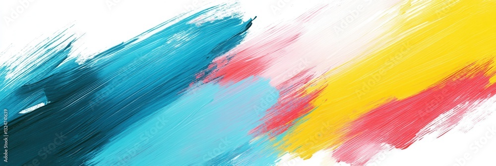 Poster Bold abstract background with harmonizing strokes in teal, yellow, and red creating an artistic and inspiring atmosphere suitable for various applications
