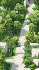 Beautiful Landscape Architecture with Climate Resilient Bamboo Trees and Colorful Rose Bushes