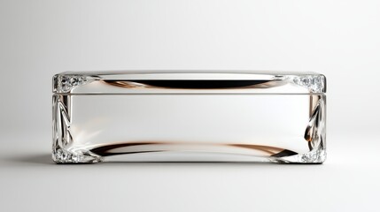 A minimalistic crystal-clear box that showcases clarity and simplicity, serving as an ideal decorative element or functional storage piece in modern home decor.