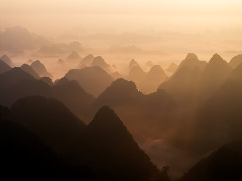 Aerial view of mountain and river in Cao Bang, Vietnam. Nature asia background. - Powered by Adobe