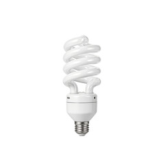 Energy efficient CFL spiral lightbulb with unique twisted tube design and screw in base Isolated on white