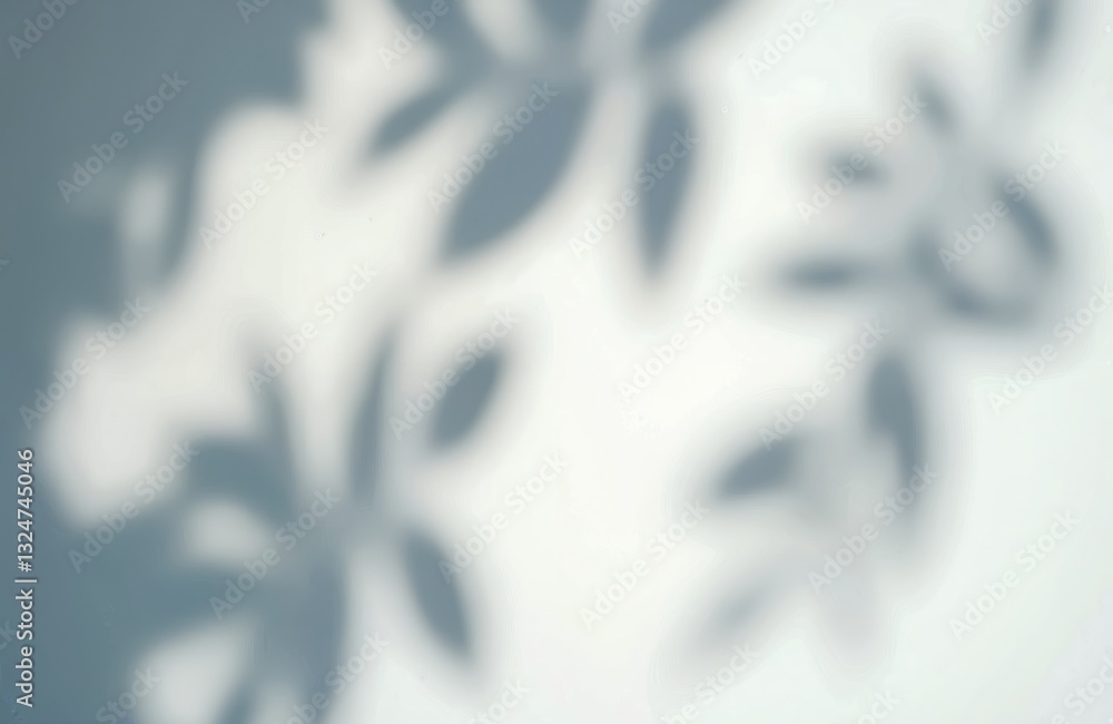 Poster defocused abstract tree leaves shadows overlay on white background. blurred shapes for product prese