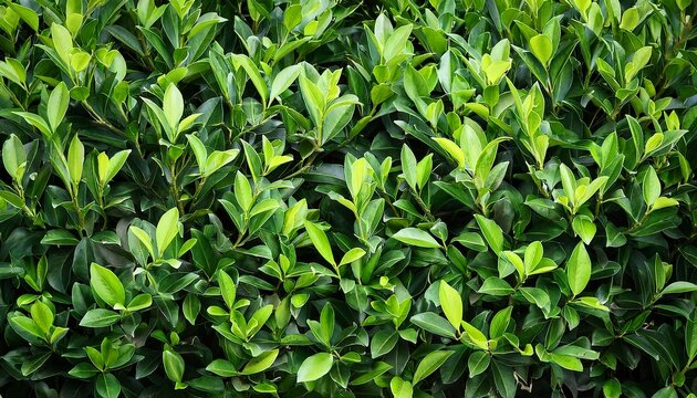 Garden hedge, wild privet green leaves background
