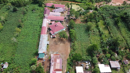 Buildings with Red Roofs in a Green Landscape