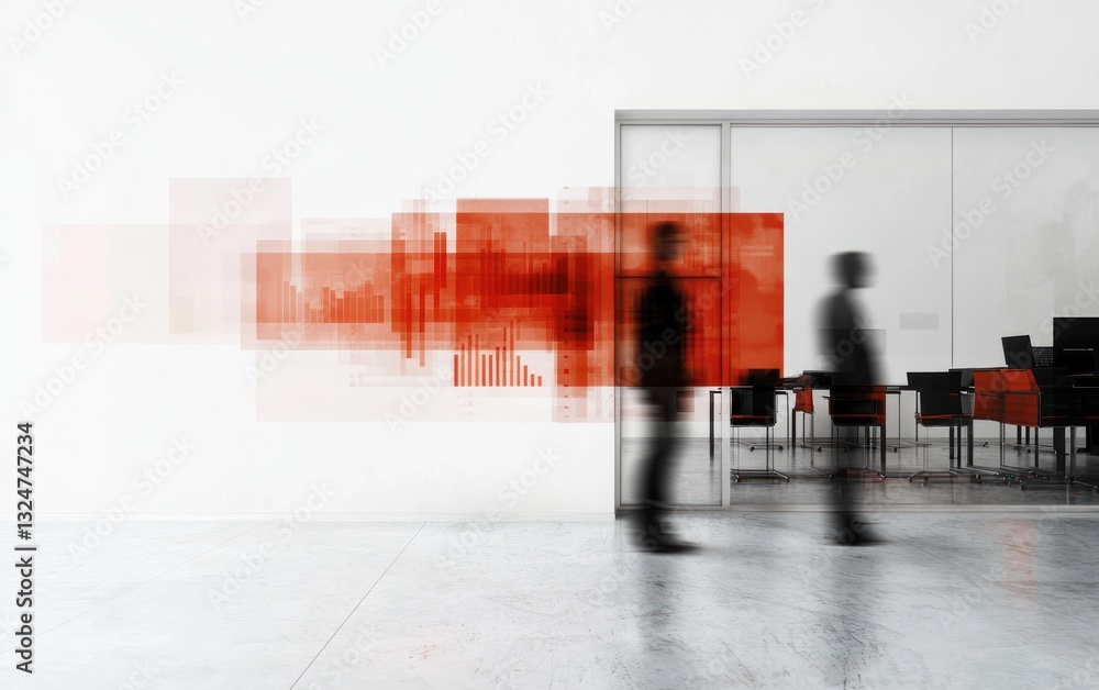 Aufkleber abstract red data visualization in modern office