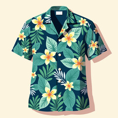 Colorful Hawaiian shirt with tropical patterns, summer fashion