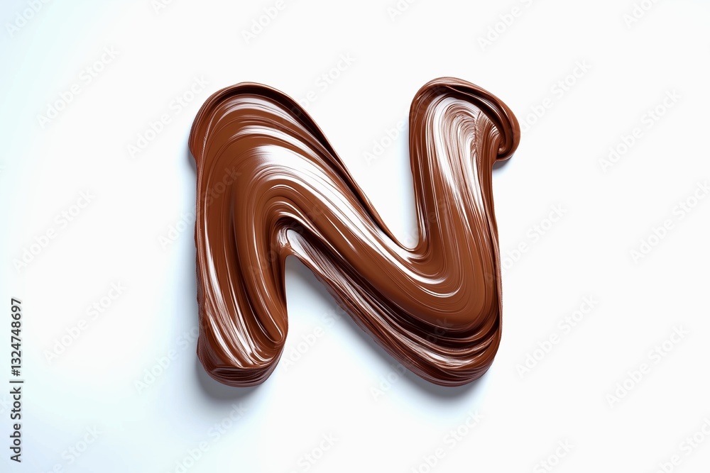 Fototapete letter n designed with flowing cocoa texture isolated on white background