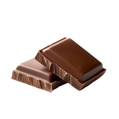 A high-quality close-up of two chocolate squares, one dark and one milk, isolated on a white background