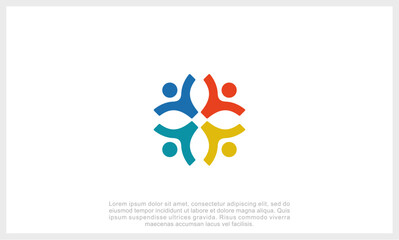 Abstract people colorful logo icon design minimal style illustration. community logo icon vector isolated.	
