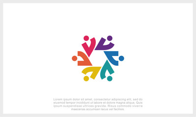 Abstract people colorful logo icon design minimal style illustration. community logo icon vector isolated.	
