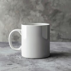 Fototapeta premium A White Ceramic Coffee Mug on a Gray Marble Surface
