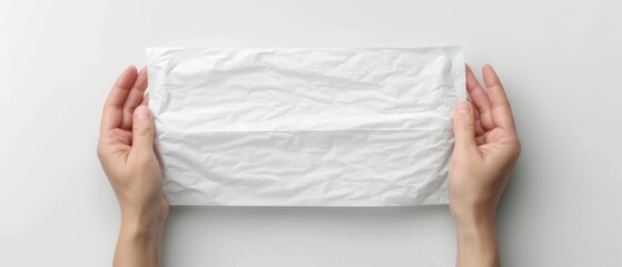 Hands Holding a Crumpled White Paper