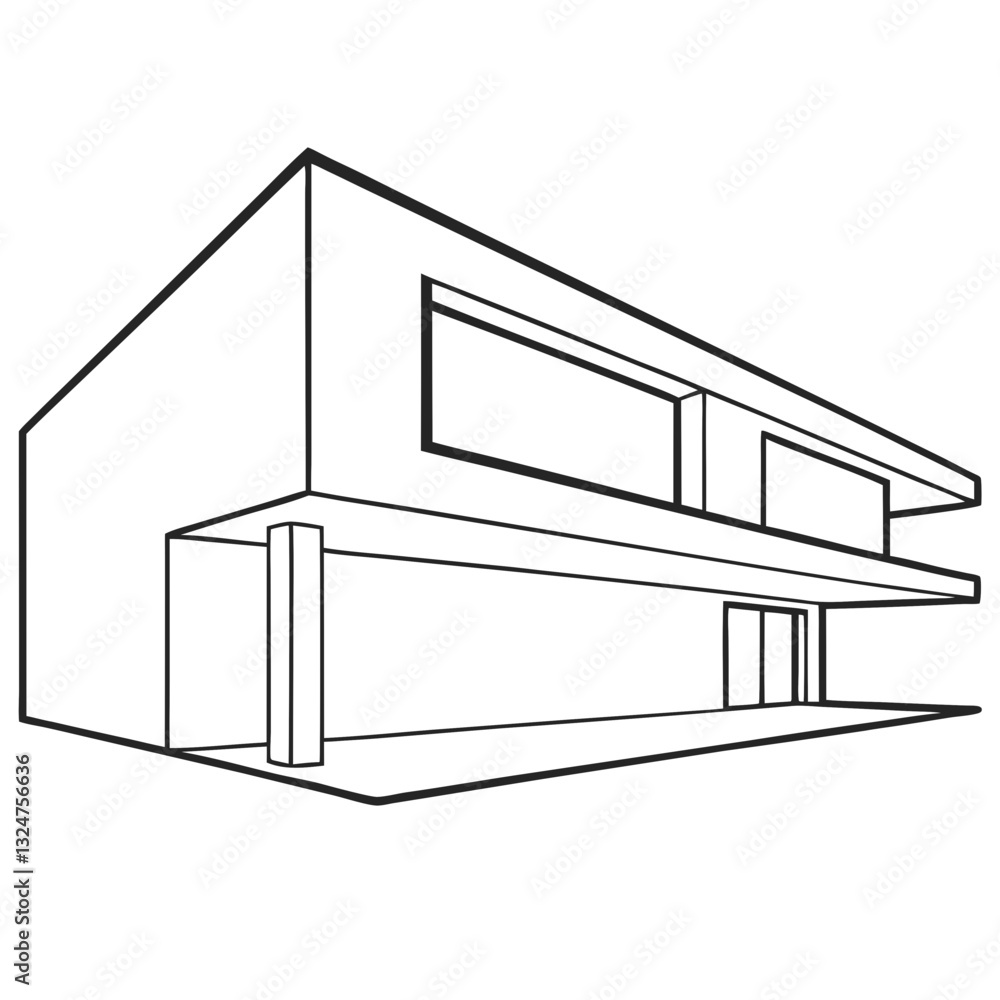 Poster modern architectural building design on transparent background