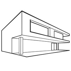 Modern Architectural Building Design on Transparent Background