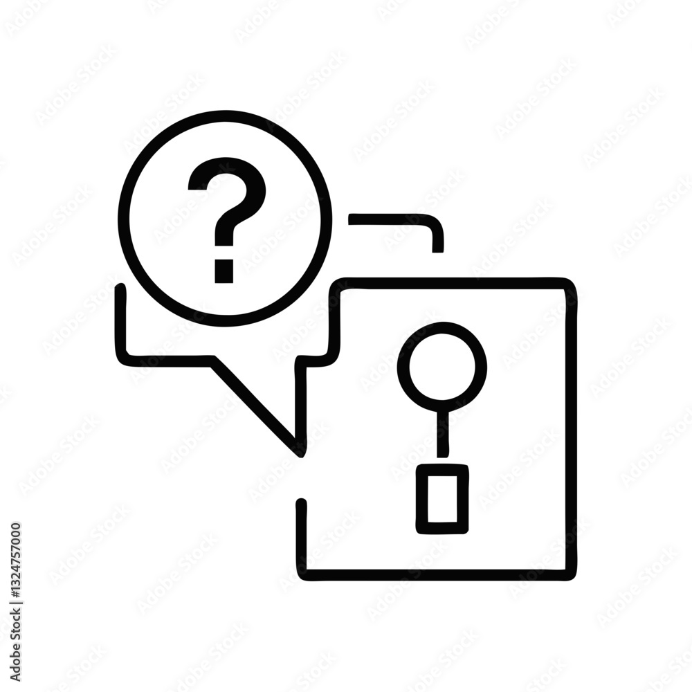 Poster question mark with speech bubble and locked icon inquiry and security concept