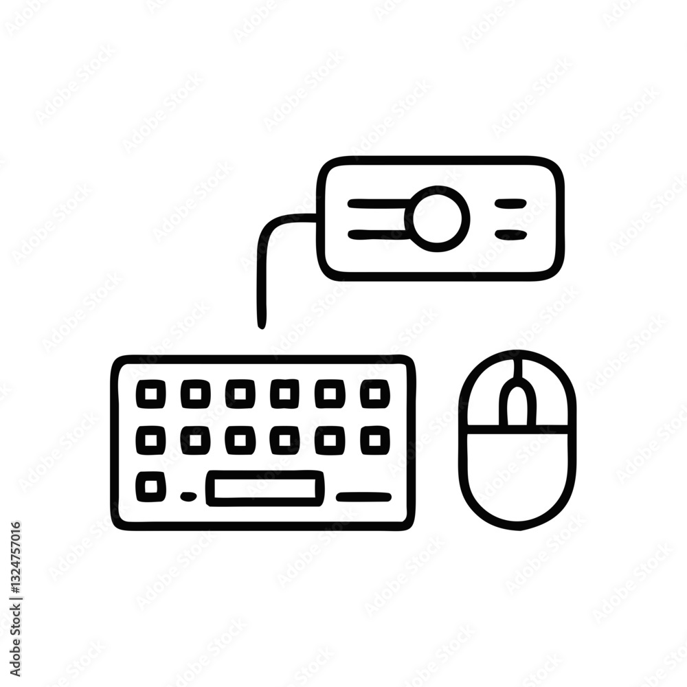 Poster keyboard and mouse icon | computer accessories for digital workspace