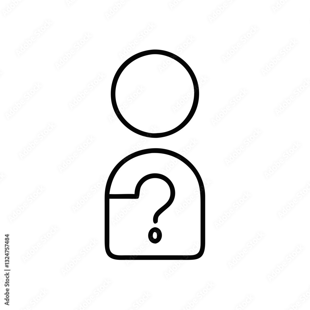 Aufkleber minimalist user profile icon with question mark | mysterious avatar symbol | unknown user placeholde