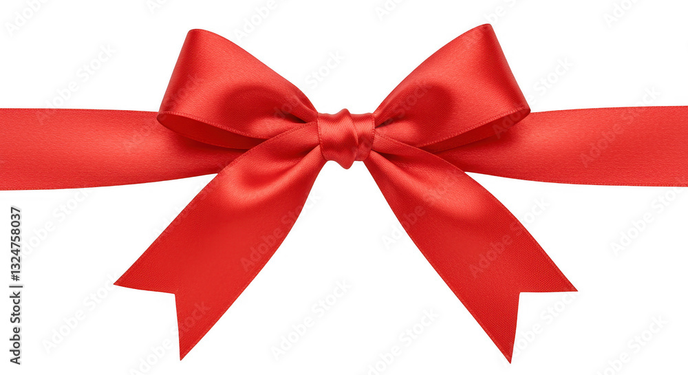 Aufkleber a vibrant red satin ribbon tied into an elegant bow with symmetrical loops isolated on transparent b