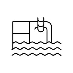 Obraz premium Line art of a hydroelectric dam system with water flow, symbolizing renewable energy from water.